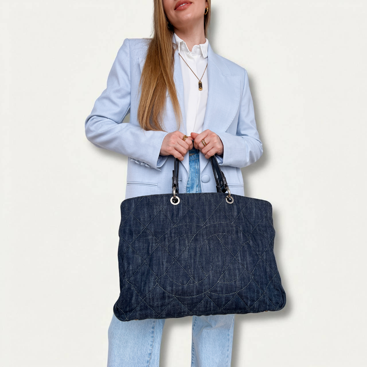 Chanel denim timeless CC Soft Zip Tote Quilted bag Taschen Blue