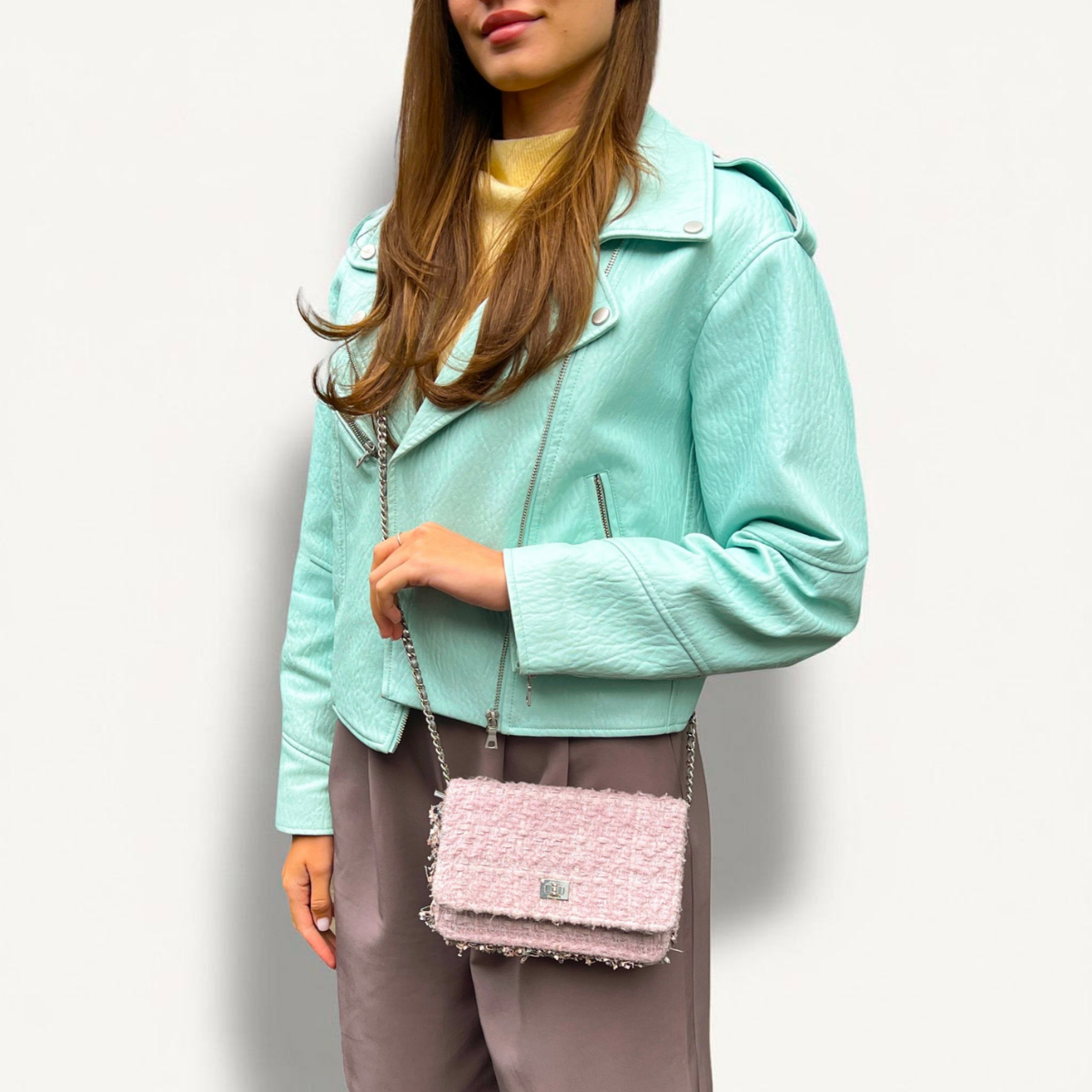 Chanel Classic Flap Bag Tweed Pink