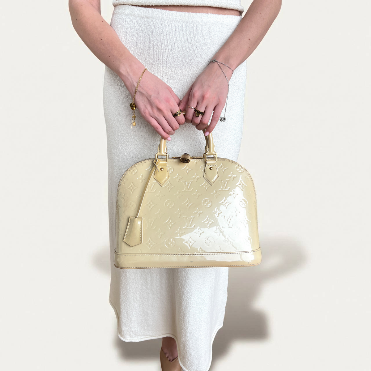 Louis Vuitton Alma PM Vernis Patent Monogram Beige Bag