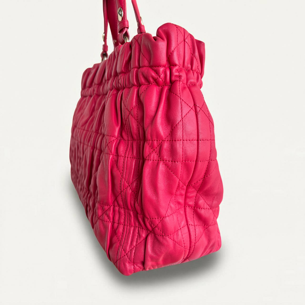 Christian Dior Red Delices Gaufre Cannage Soft Leather Quilted Bag