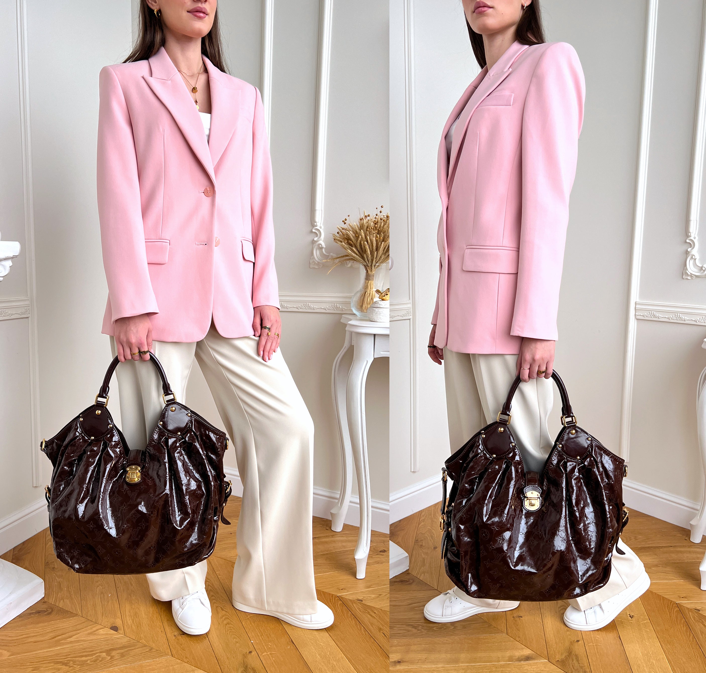 Louis Vuitton Mahina L Patent Surya Shoulder Brown Bag