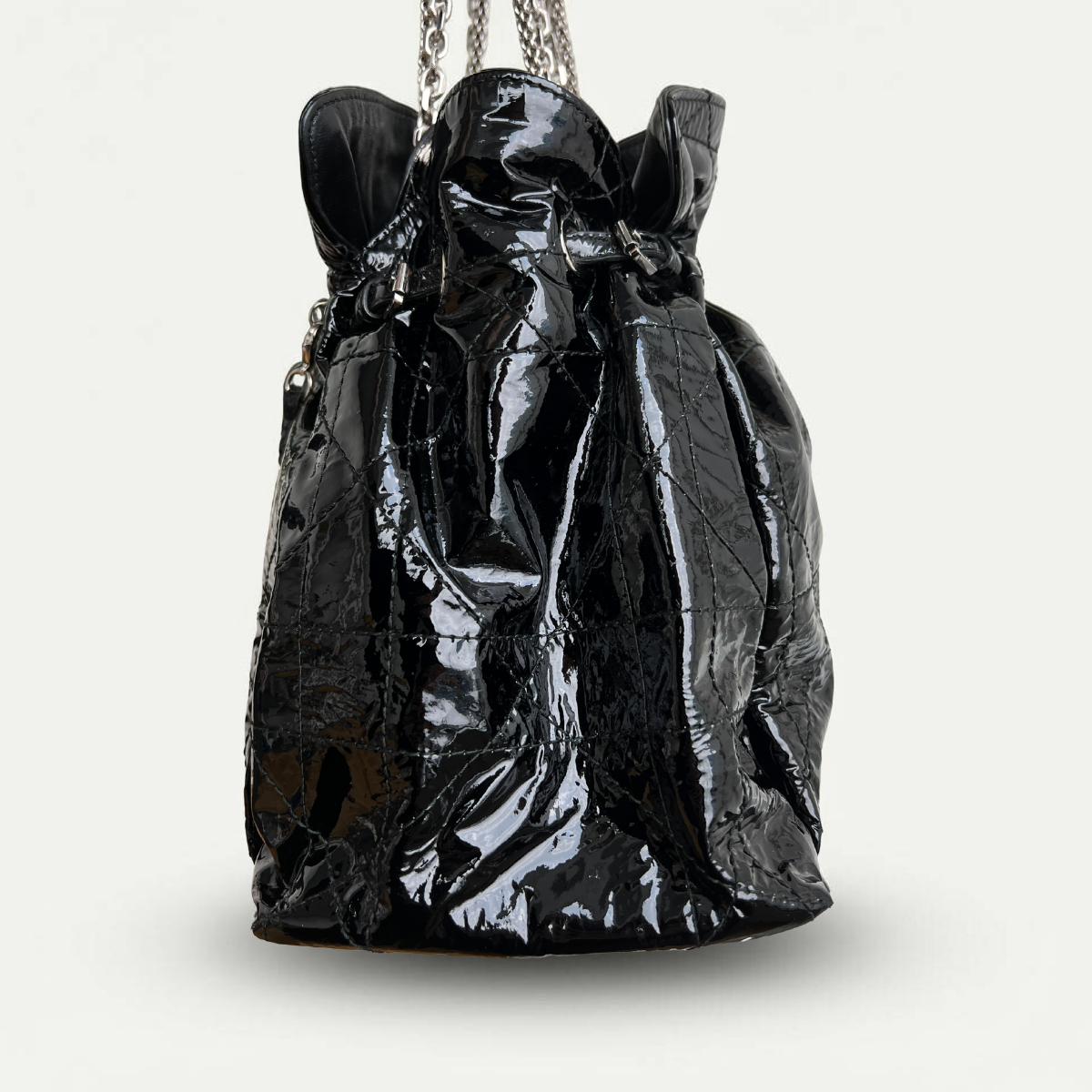 Christian Dior Patent Shopper Black Bag