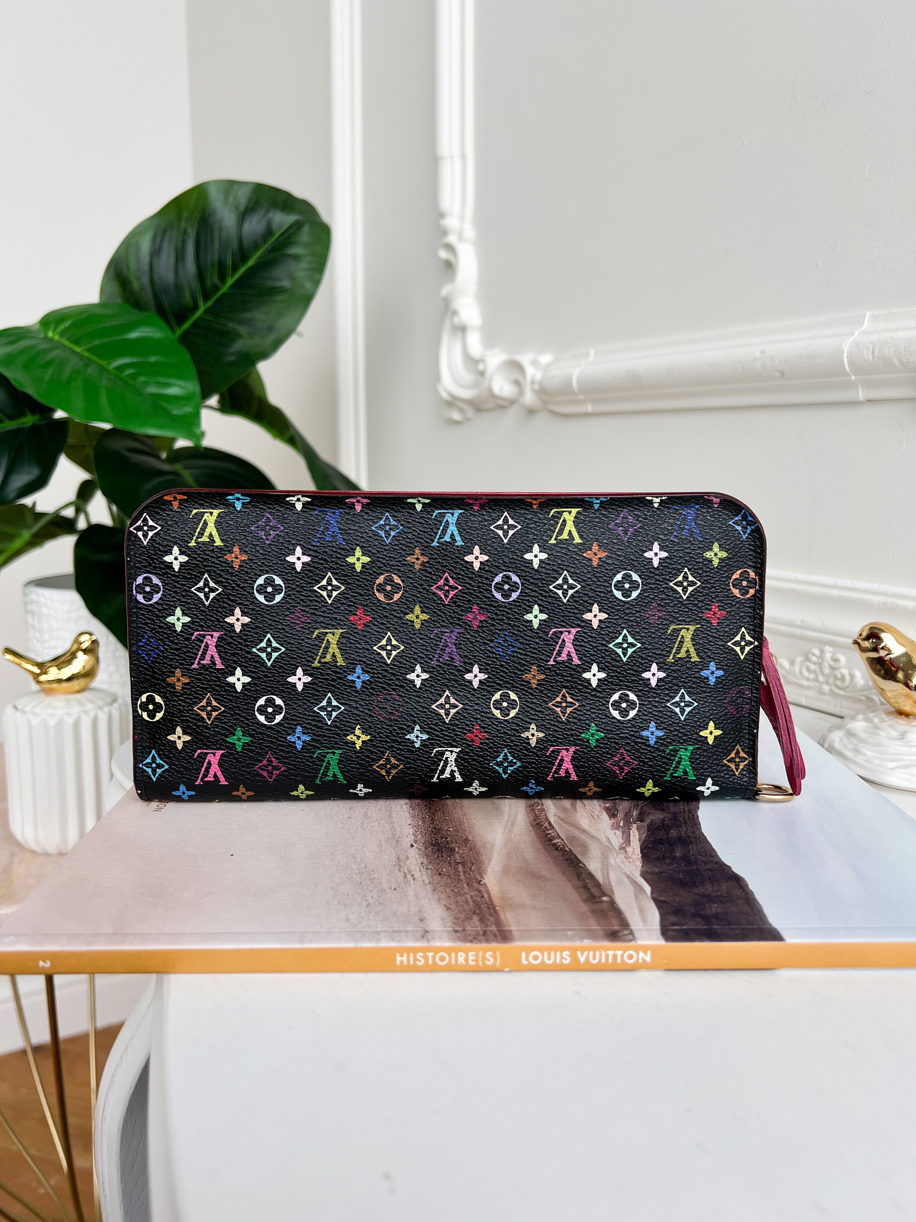 Authentic Louis Vuitton long monogram multicolor black wallet
