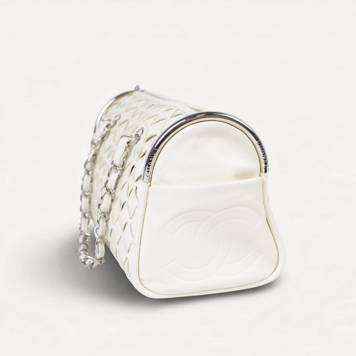 Chanel Ultimate bowler soft Somberero leather lambskin white handbag