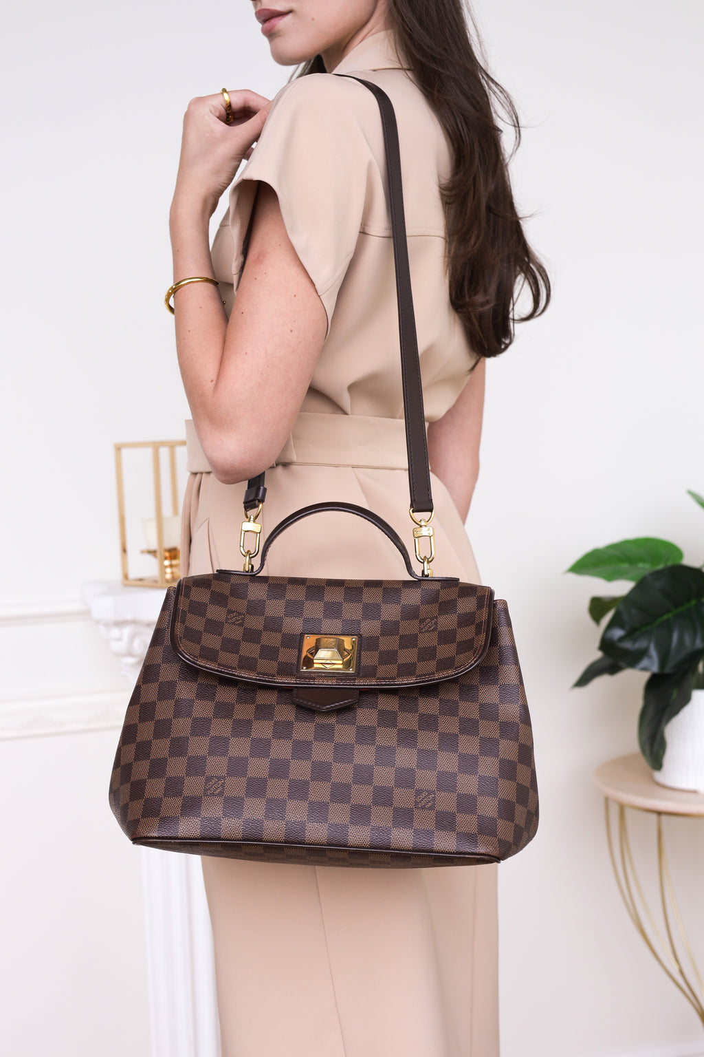 Authentic LV Bergamo GM Damier Ebene Satchel Crossbody bag