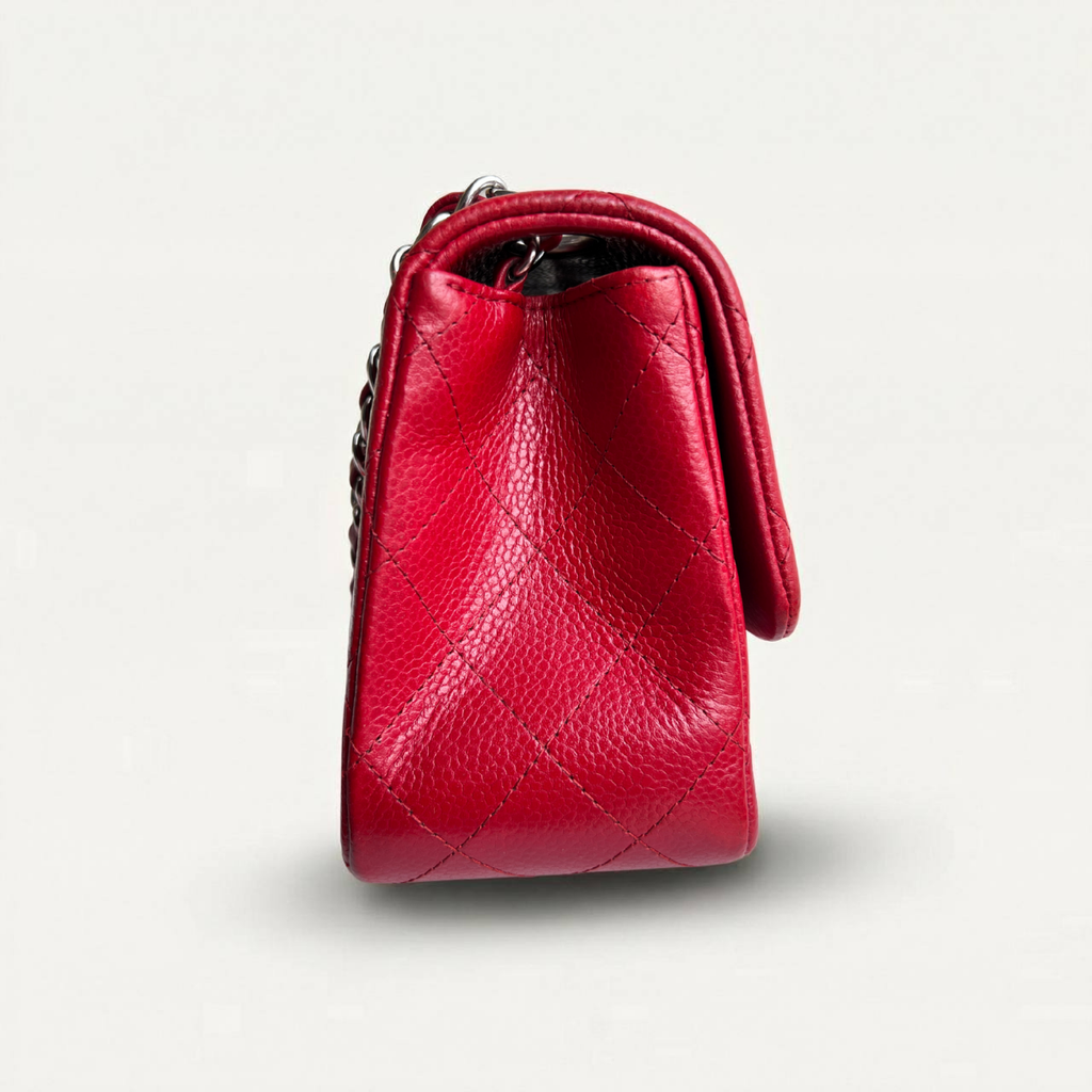 Chanel Classic Squared Caviar Red Leather Crossbody Bag