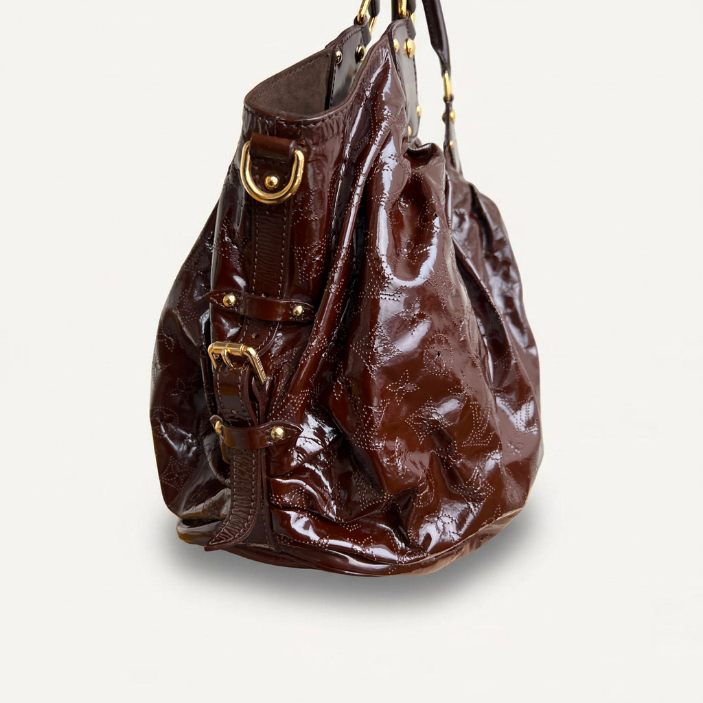Louis Vuitton Mahina L Patent Surya Shoulder Brown Bag