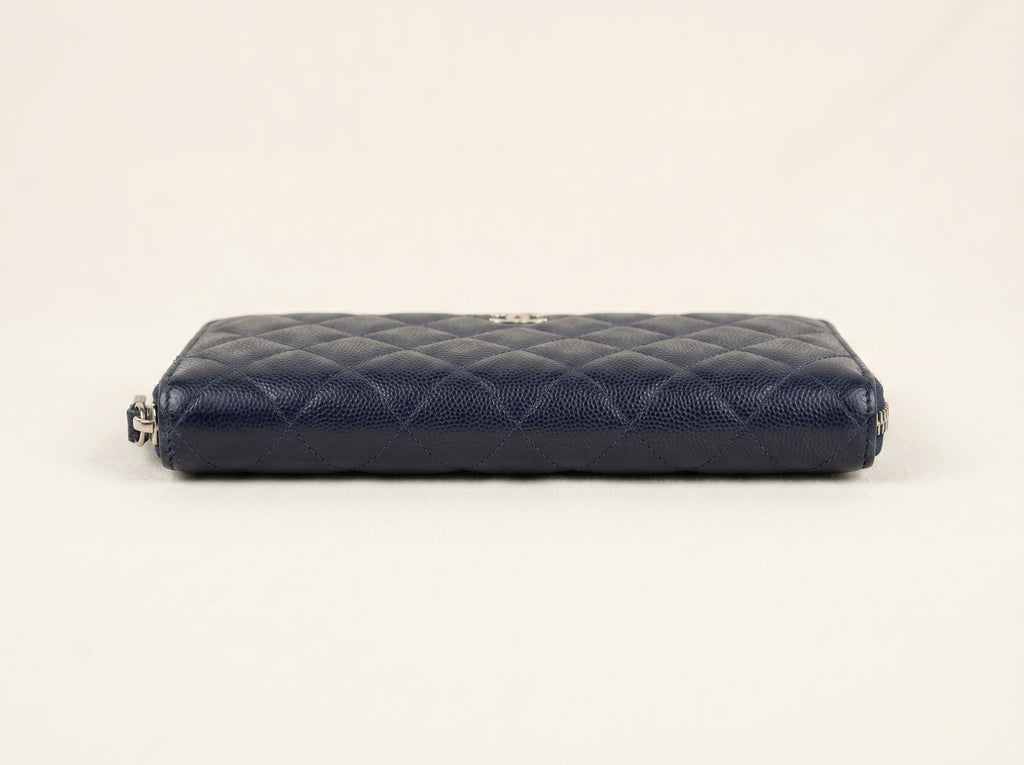 Authentic Chanel wallet blue caviar Classic long Zippy Clutch
