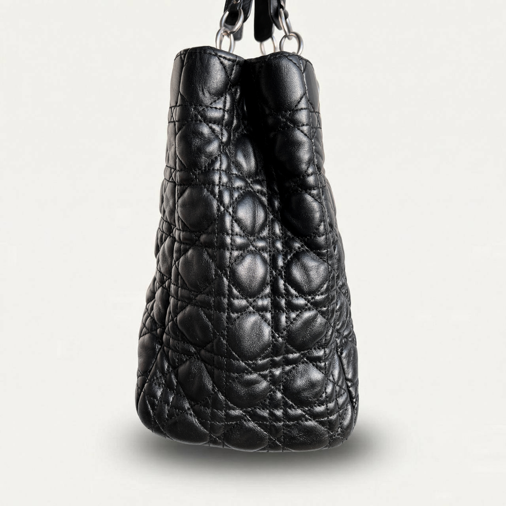 Christian Dior tote Cannage Black Quilted Leather Shopper Bag