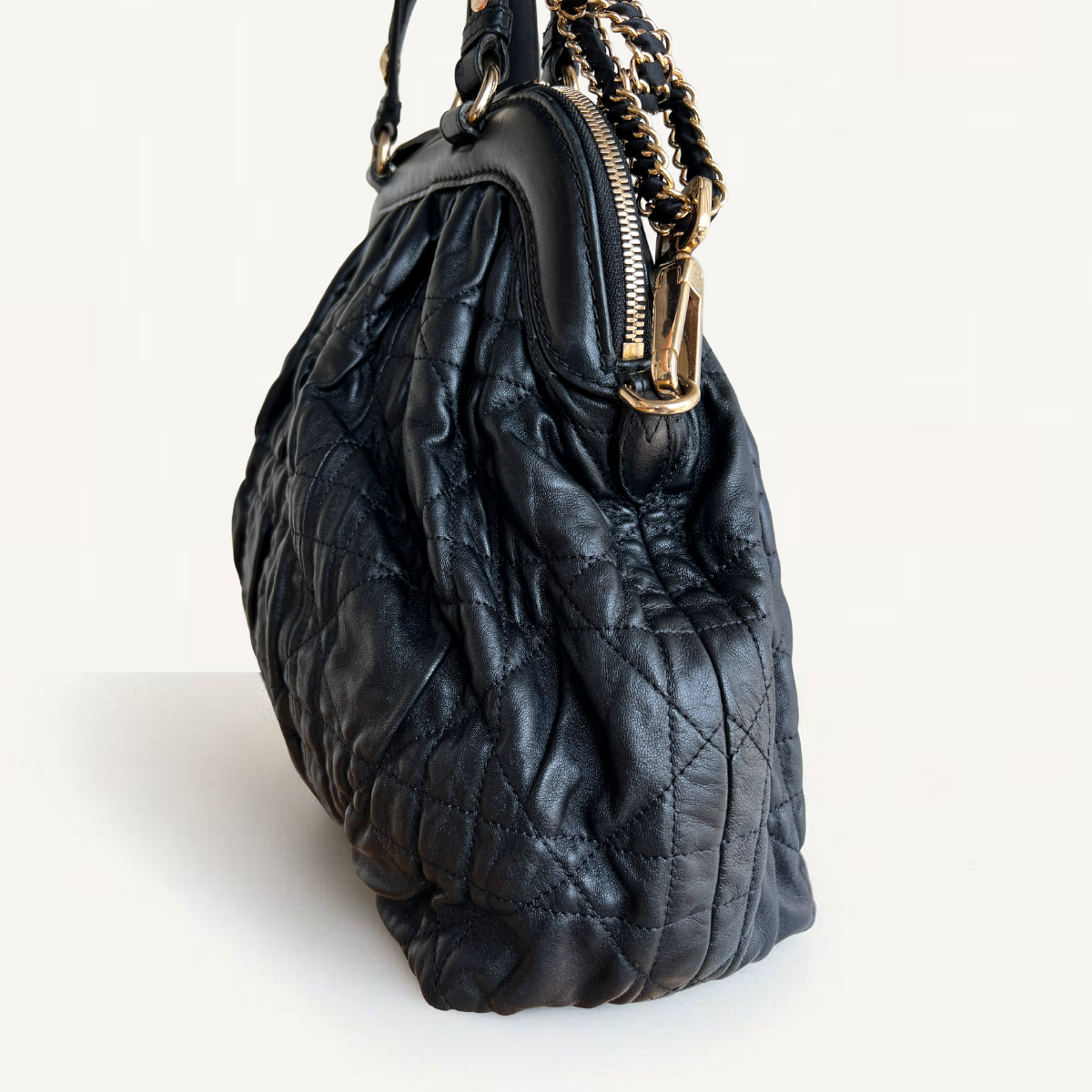 Christian Dior Gaufre Cannage Sac Délices en cuir d'agneau noir