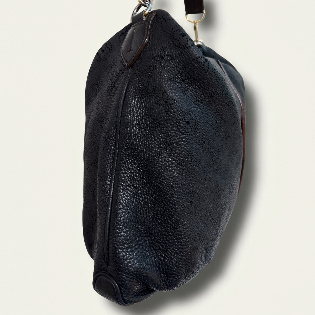 Louis Vuitton Mahina Selene MM Monogram Leather Black Hobo Bag