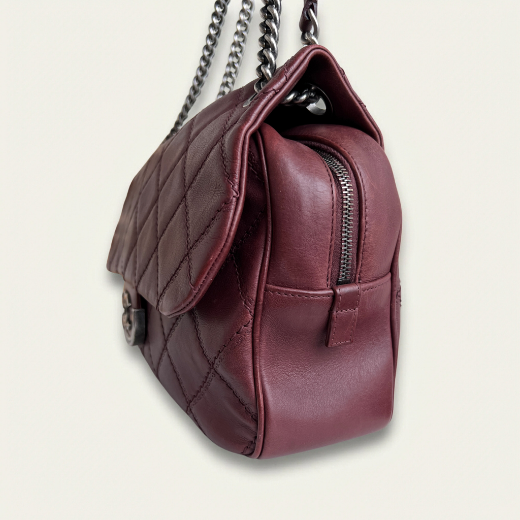 Chanel Flap Cambon 31 Rue Leather Burgundy Maroon Crossbody Bag