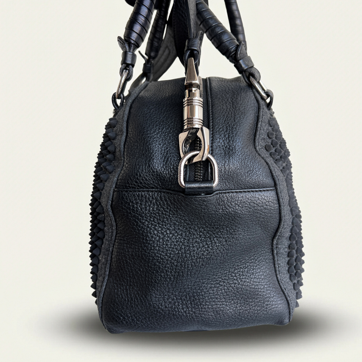 Christian Louboutin Panettone Bowling Leather Black Strap Bag