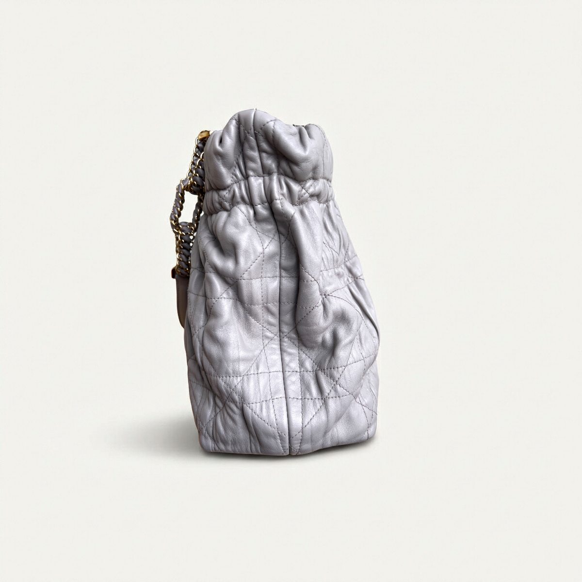 Christian Dior Quilted Cannage Leather Gaufre Delices Gray Bag