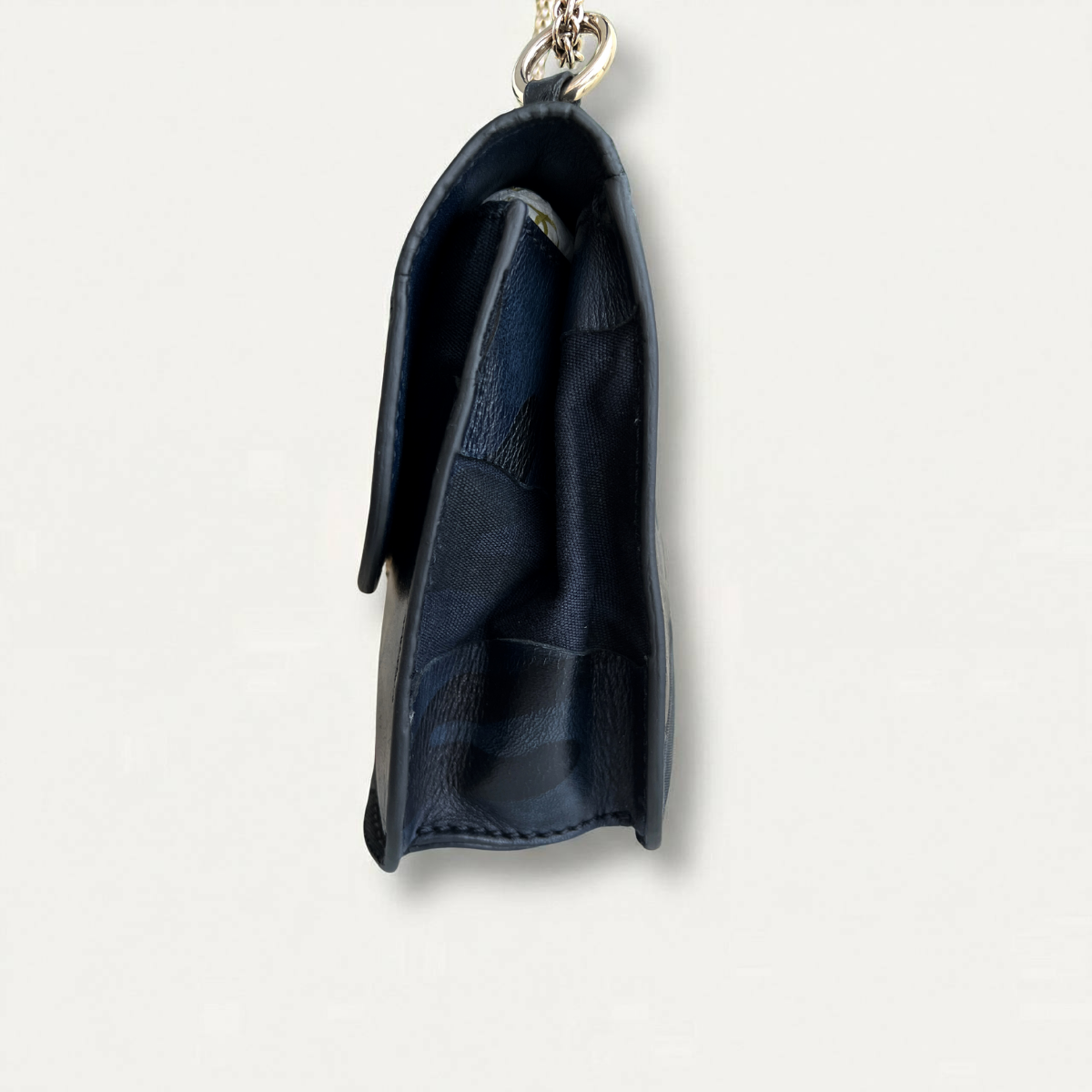 Valentino Rockstud Glam Lock Dark Blue Leather Crossbody Bag