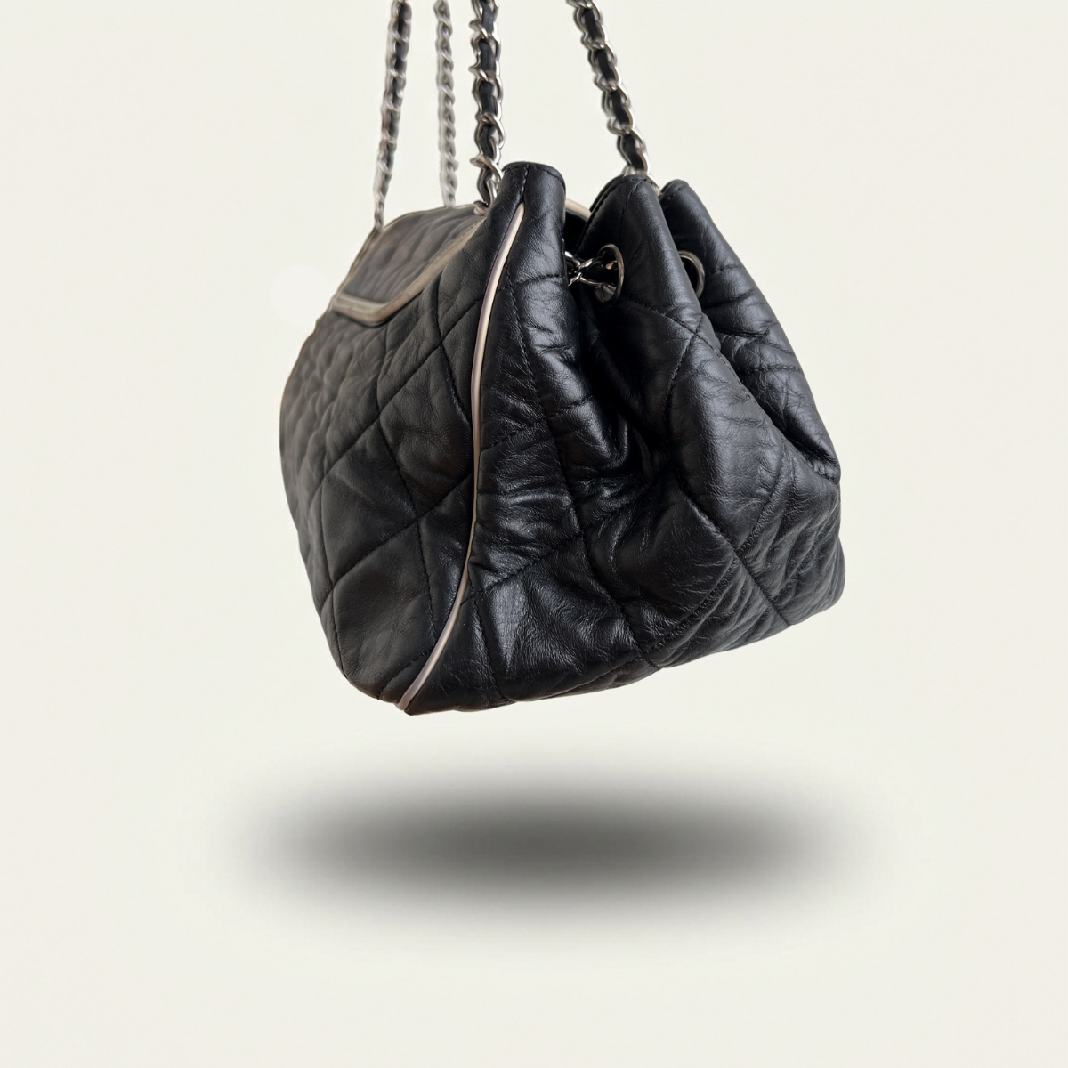 Chanel Mademoiselle East West Shoulder Black Leather Bag