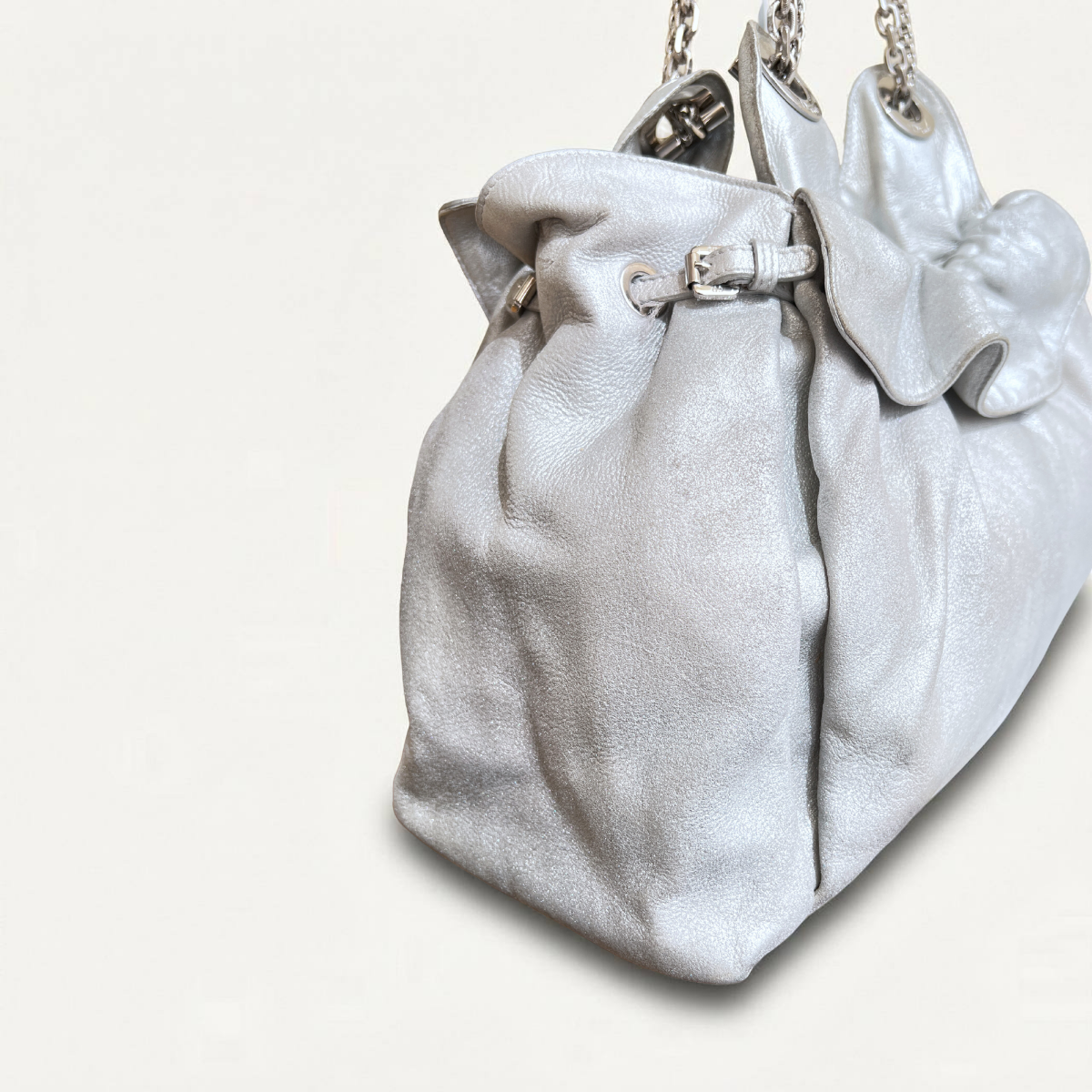 Christian Dior Le Trente Silver Leather Hobo Shoulder Bag