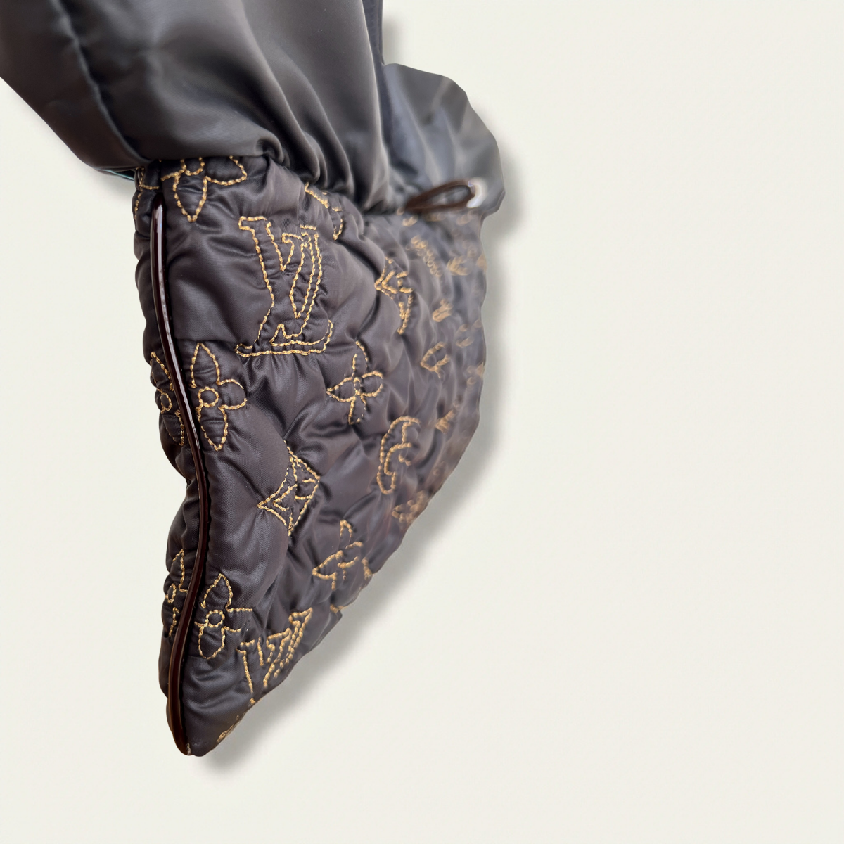 Louis Vuitton Devi MM Clutch Pochette Quilted Satin Monogram Bag