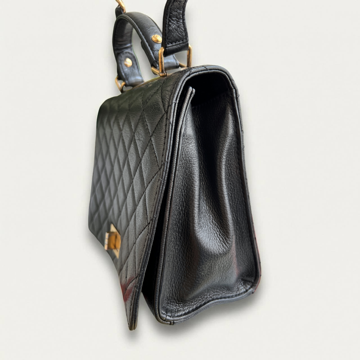 Aged Leather 2.55 Matelasse Chain Shoulder Bag Black