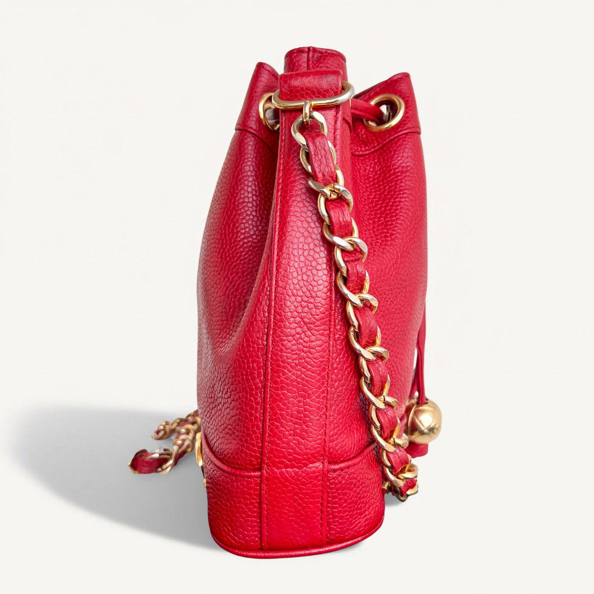 Chanel  CC Bucket  Mini Triple coco mark Caviar Shoulder Crossbody  red Bag