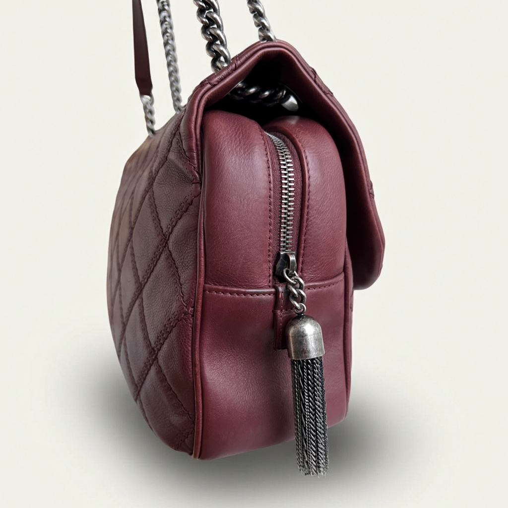 Chanel Flap Cambon 31 Rue Leather Burgundy Maroon Crossbody Bag