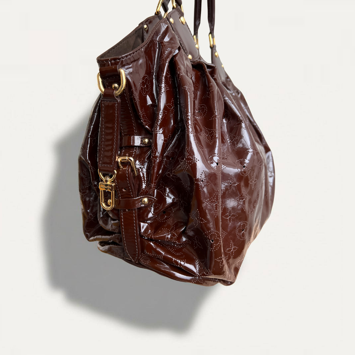 Louis Vuitton Mahina L Patent Surya Shoulder Brown Bag