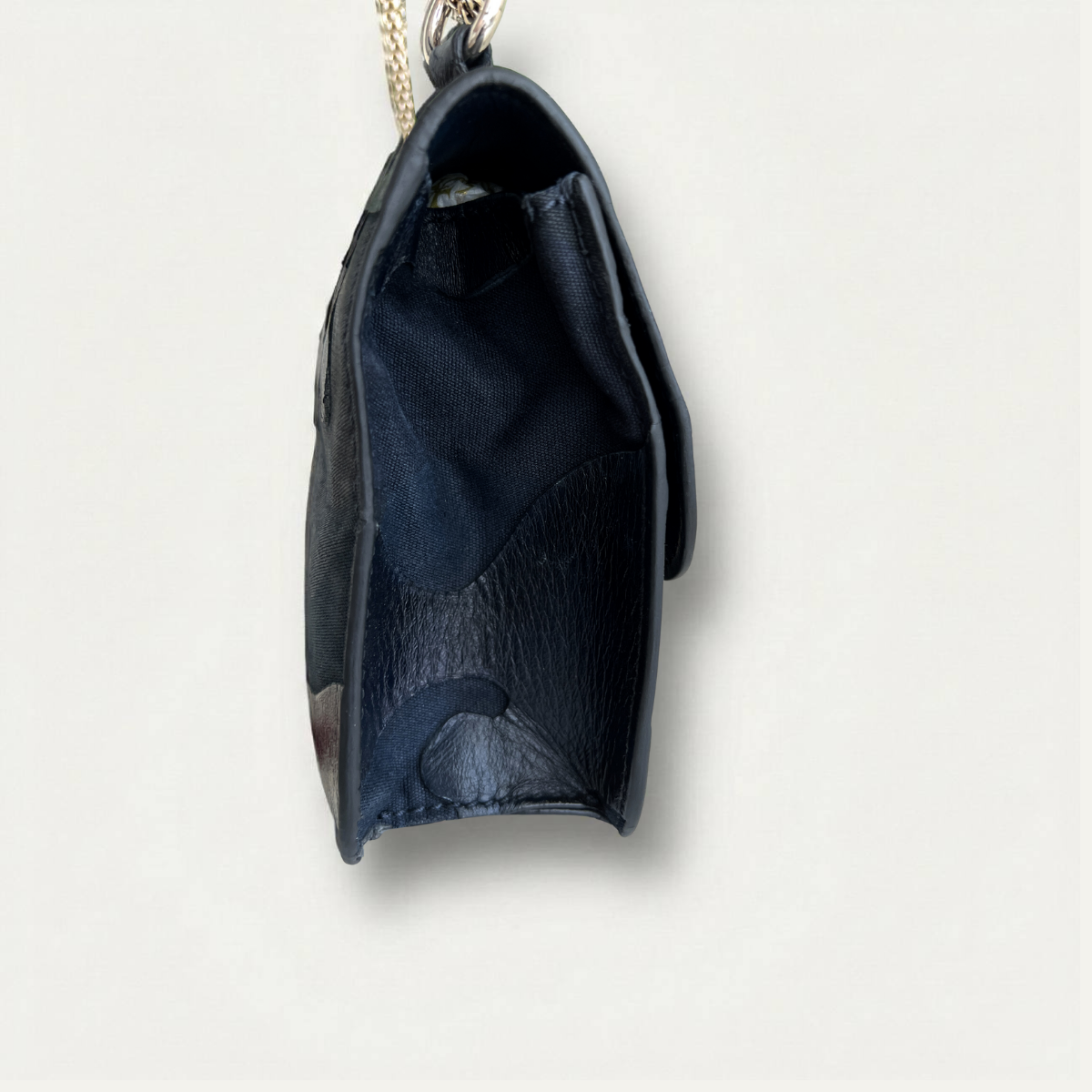 Valentino Rockstud Glam Lock Dark Blue Leather Crossbody Bag