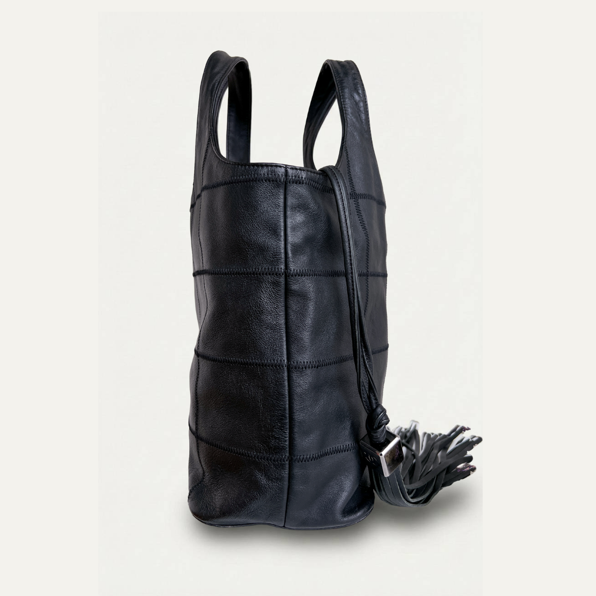 Chanel  Choco bar Chocolate Tassel Hobo black stitch bucket  bag