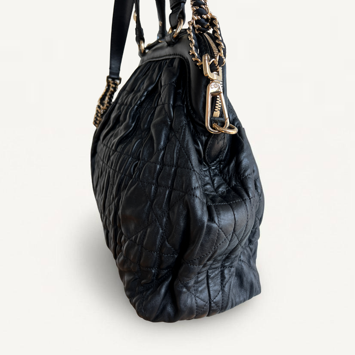 Christian Dior Gaufre Cannage Sac Délices en cuir d'agneau noir