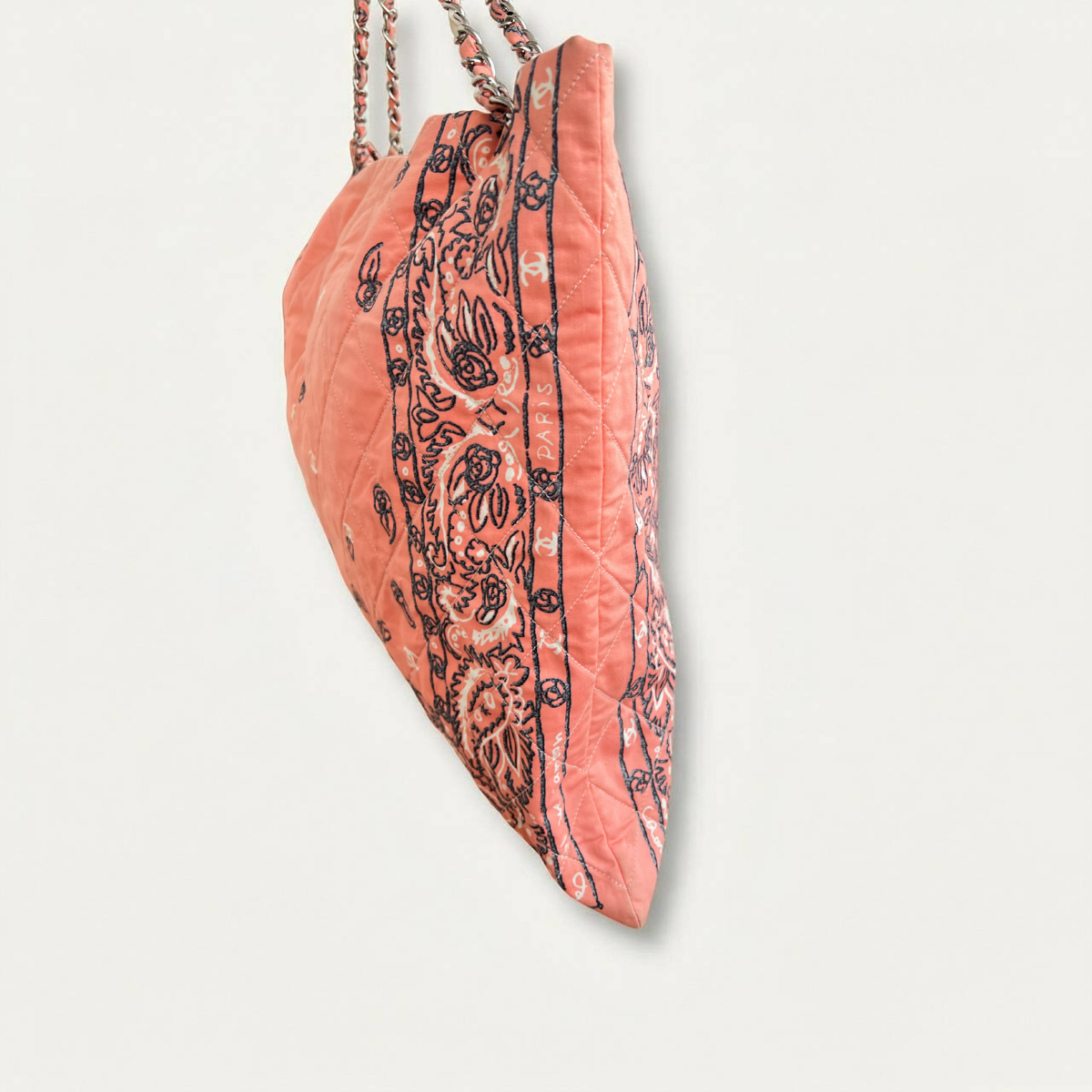 Sac fourre-tout Chanel Bandana XL en coton Cambon rose Hobo Chains