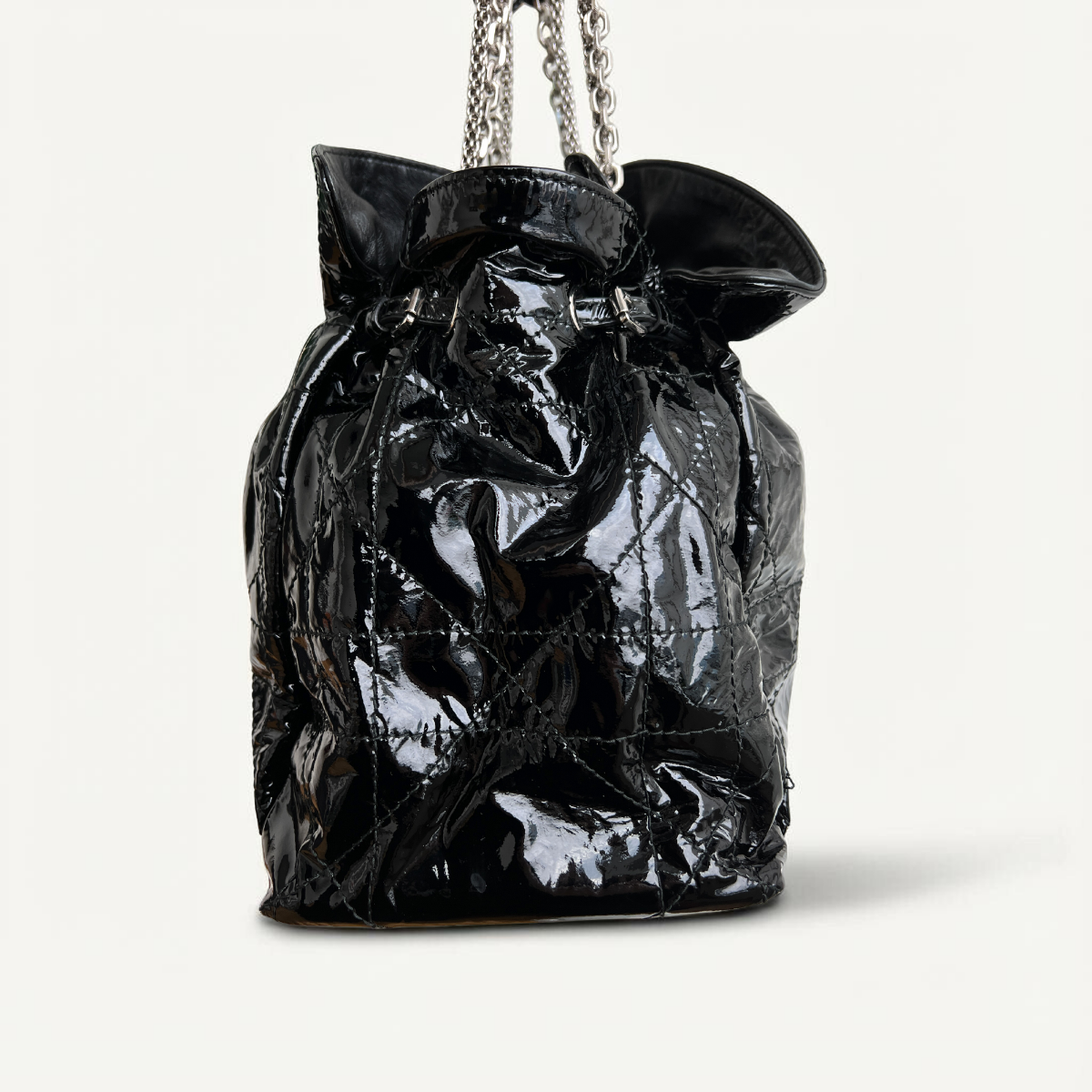 Christian Dior Patent Shopper Black Bag