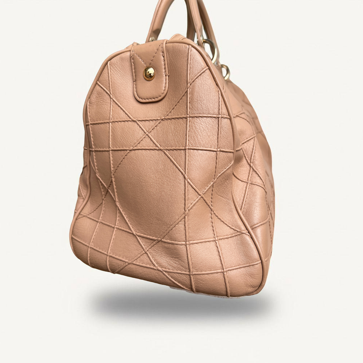Sac fourre-tout Christian Dior en cuir Cannage Granville beige