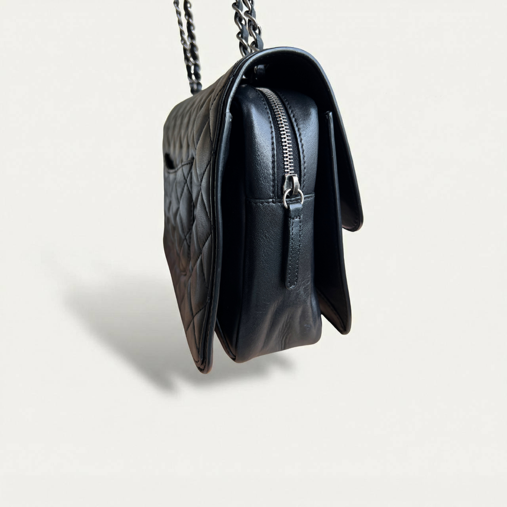 Chanel Large Seasonal Flap Black Lambskin Citizen Zip 29cm Bag