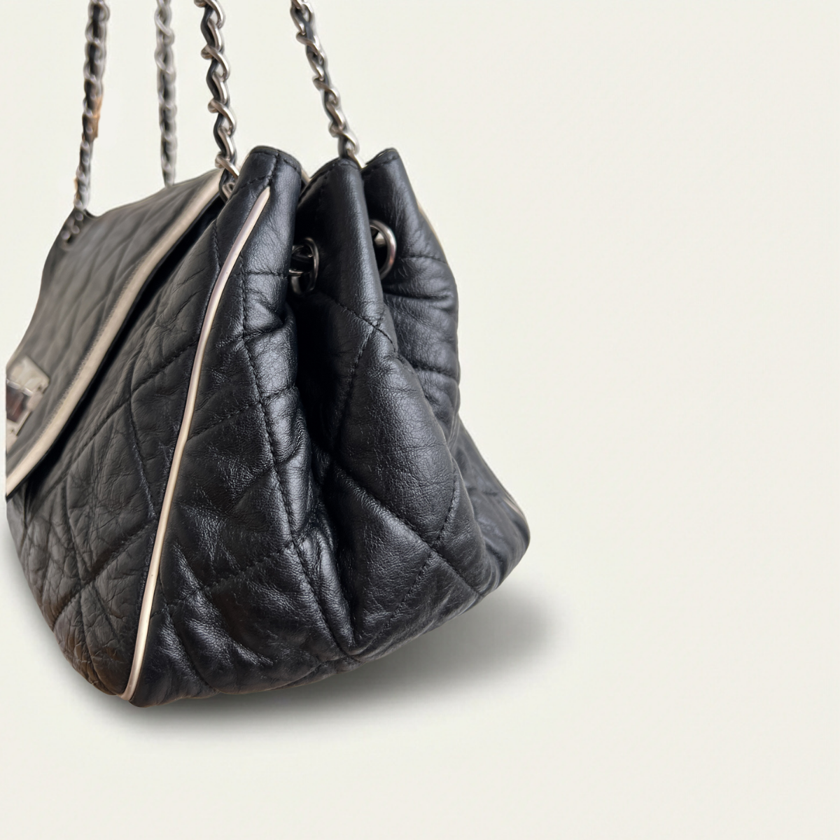 Chanel Mademoiselle East West Shoulder Black Leather Bag