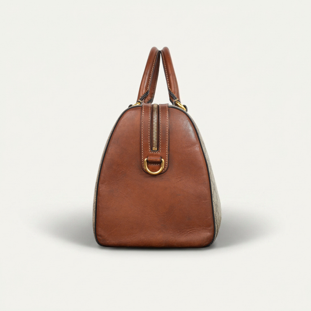 Authentic Gucci Boston Supreme Medium  Brown in Leather Canvas Monogram Satchel