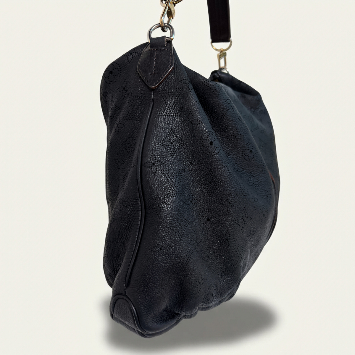 Louis Vuitton Mahina Selene MM Monogram Leather Black Hobo Bag