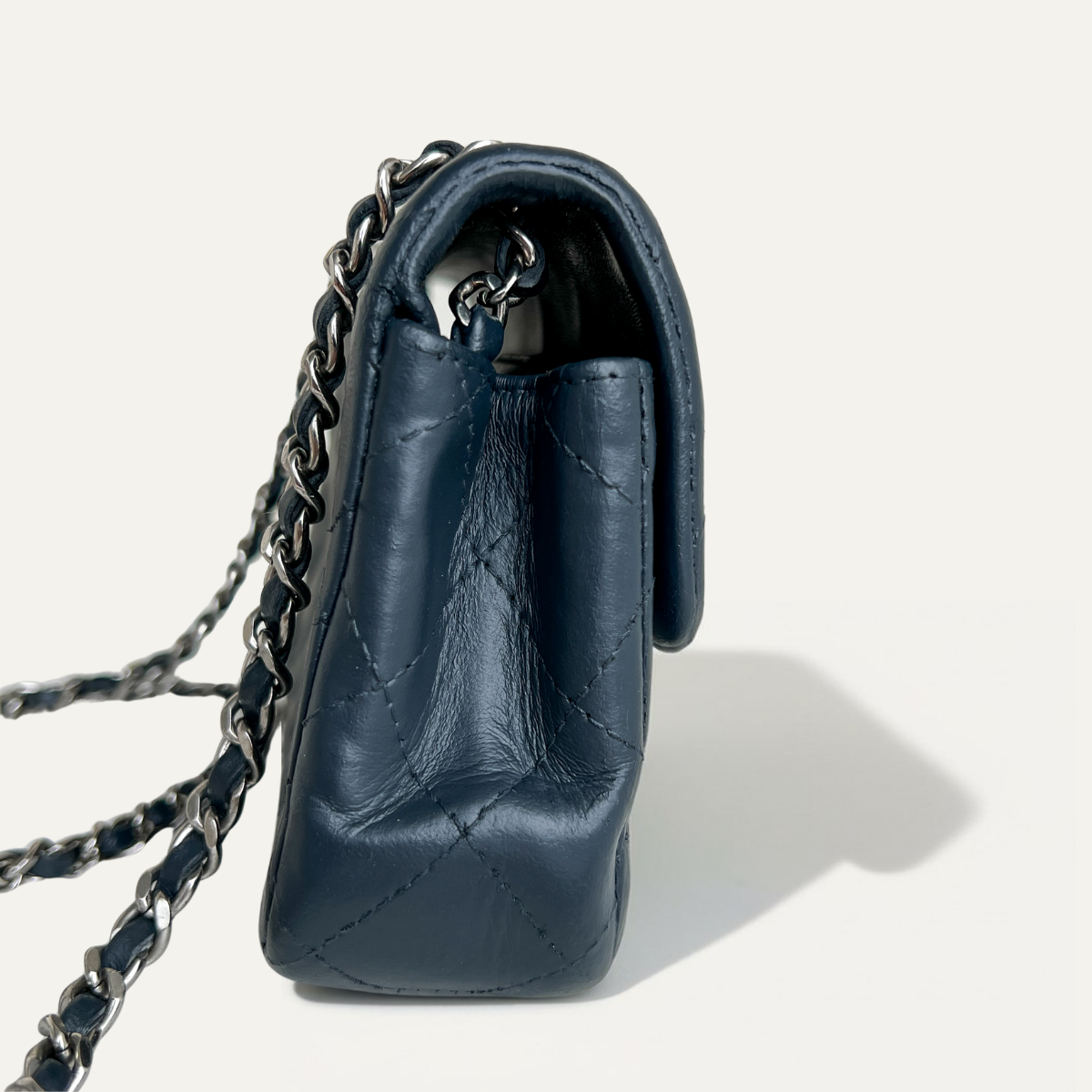 Chanel small dark gray lambskin crossbody bag