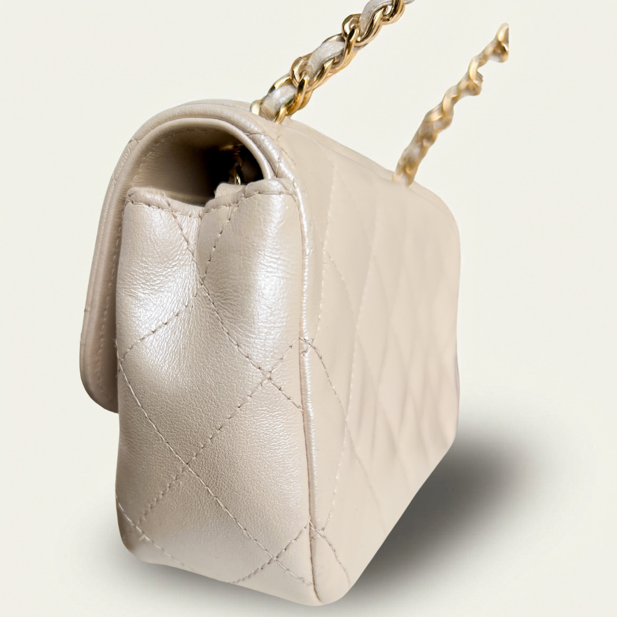 Chanel Emoticon Classic Flap Beige Lambskin Small Crossbody Bag