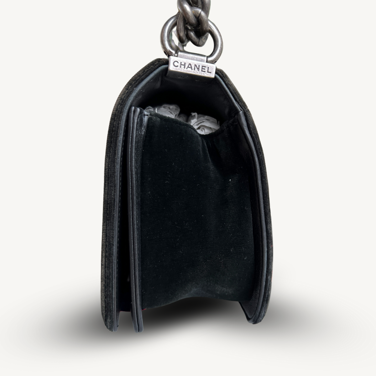 Chanel Old Boy Quilted Velvet Crossbody Bag