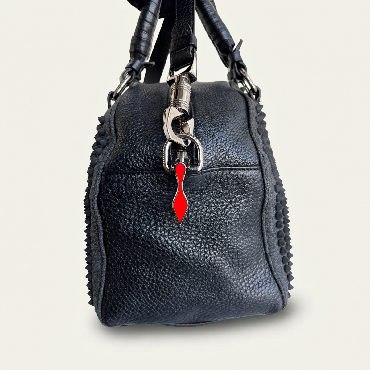Christian Louboutin Panettone Bowling Leather Black Strap Bag