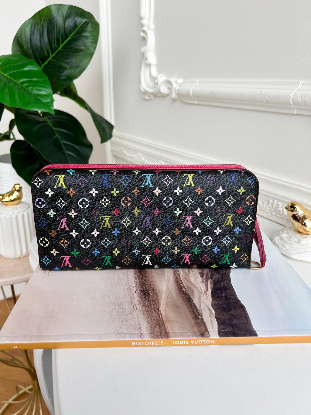 Authentic Louis Vuitton long monogram multicolor black wallet