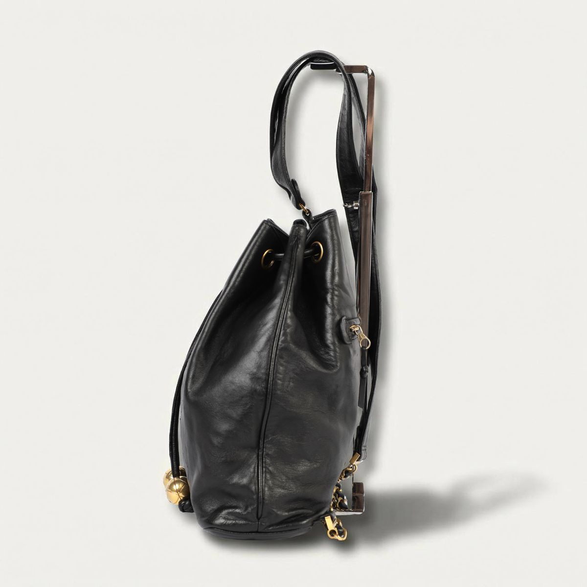 Chanel backpack Ram Decacoco Black lambskin leather with Pouch