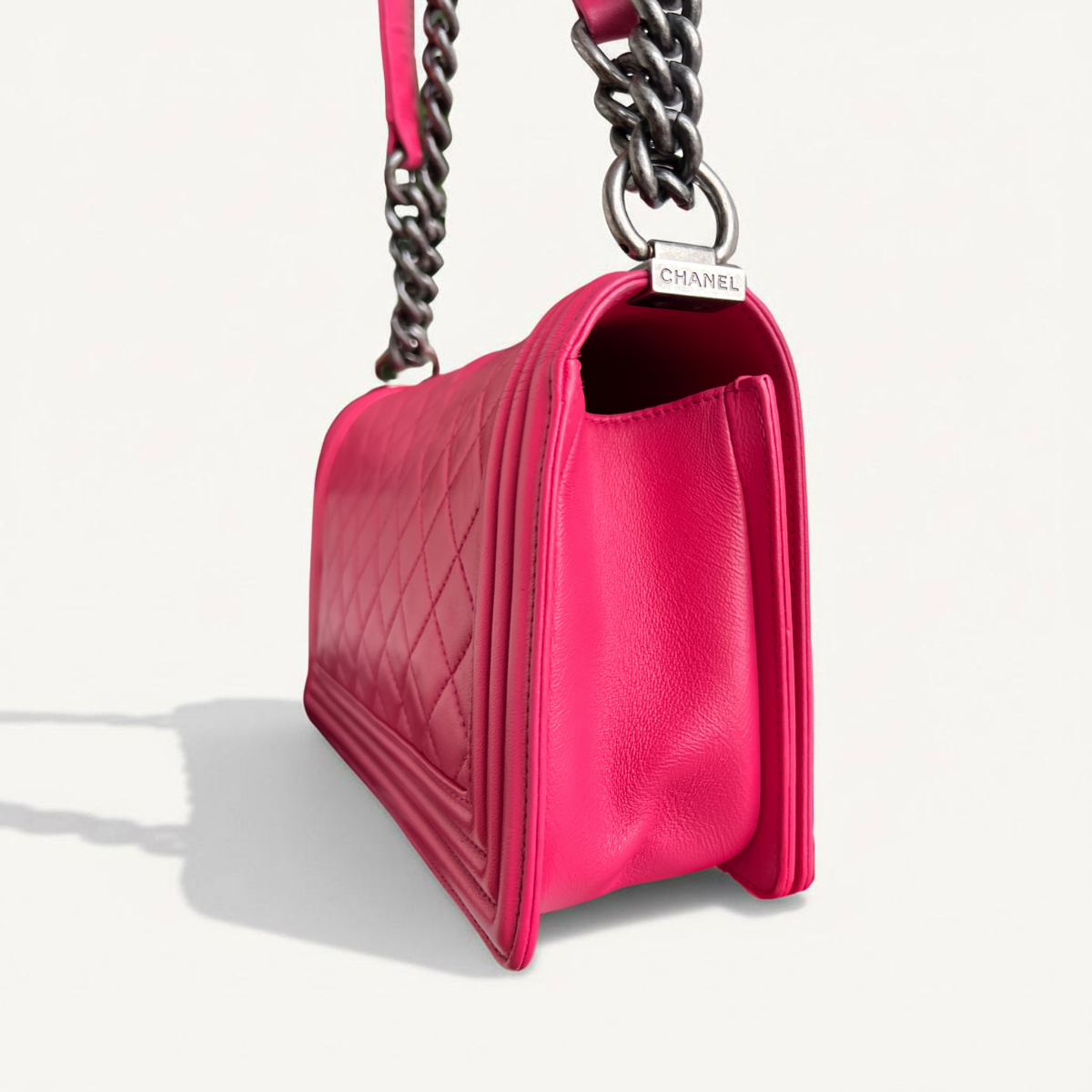 Chanel Old Boy Medium Red Lambskin Quilted Crossbody Bag