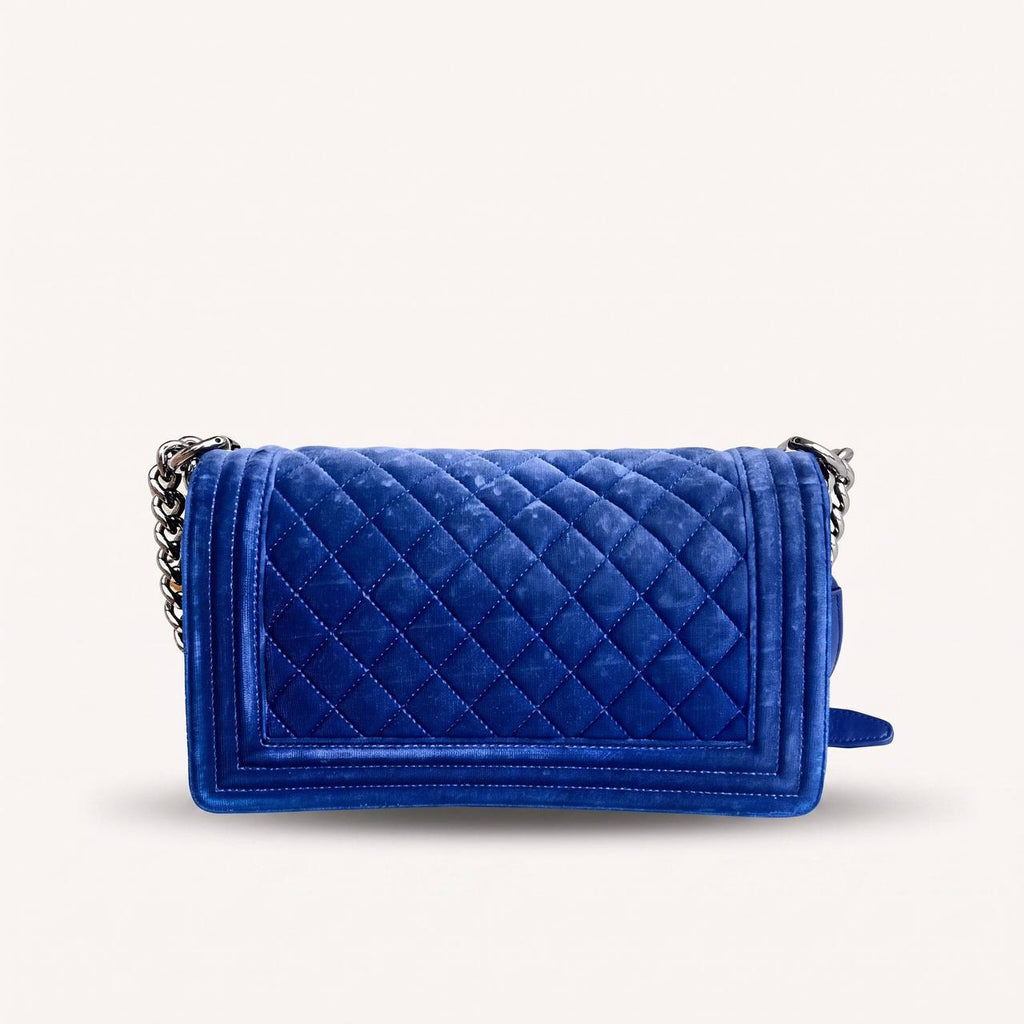 Authentic Chanel Old Boy velvet blue crossbody