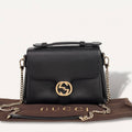 Authentic Gucci Black Leather Interlocking G Crossbody