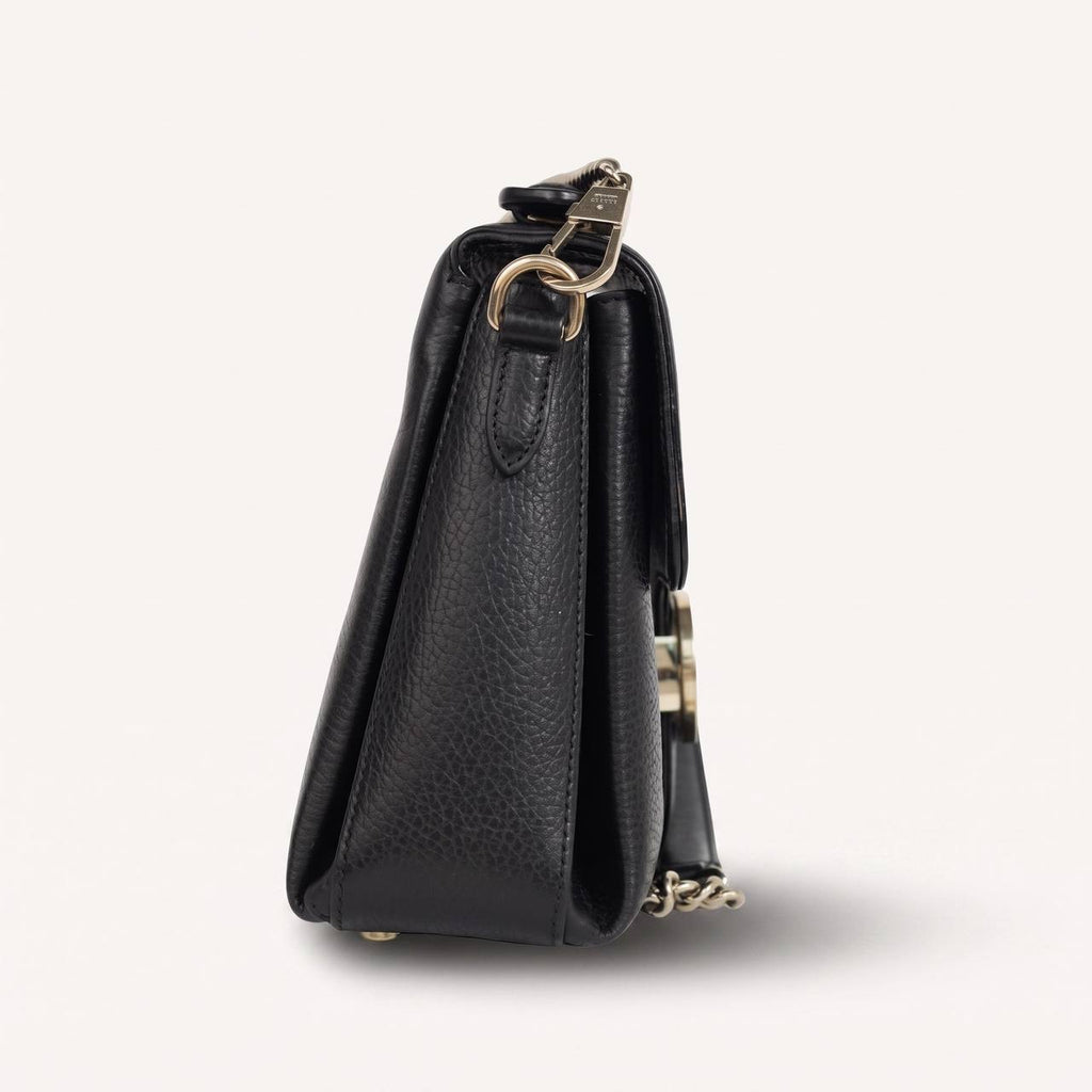 Authentic Gucci Black Leather Interlocking G Crossbody
