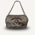 Authentic Chanel tote accordion gold leather chain bag crossbody handbag