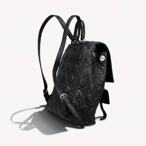 Christian Dior Backpack Large Cannage Quilted Black Leather Lambskin