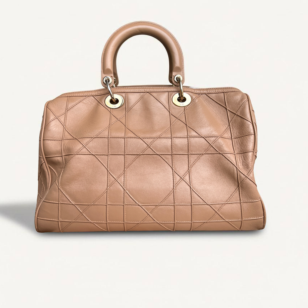 Christian Dior Tote Beige Cannage Granville Leather Bag