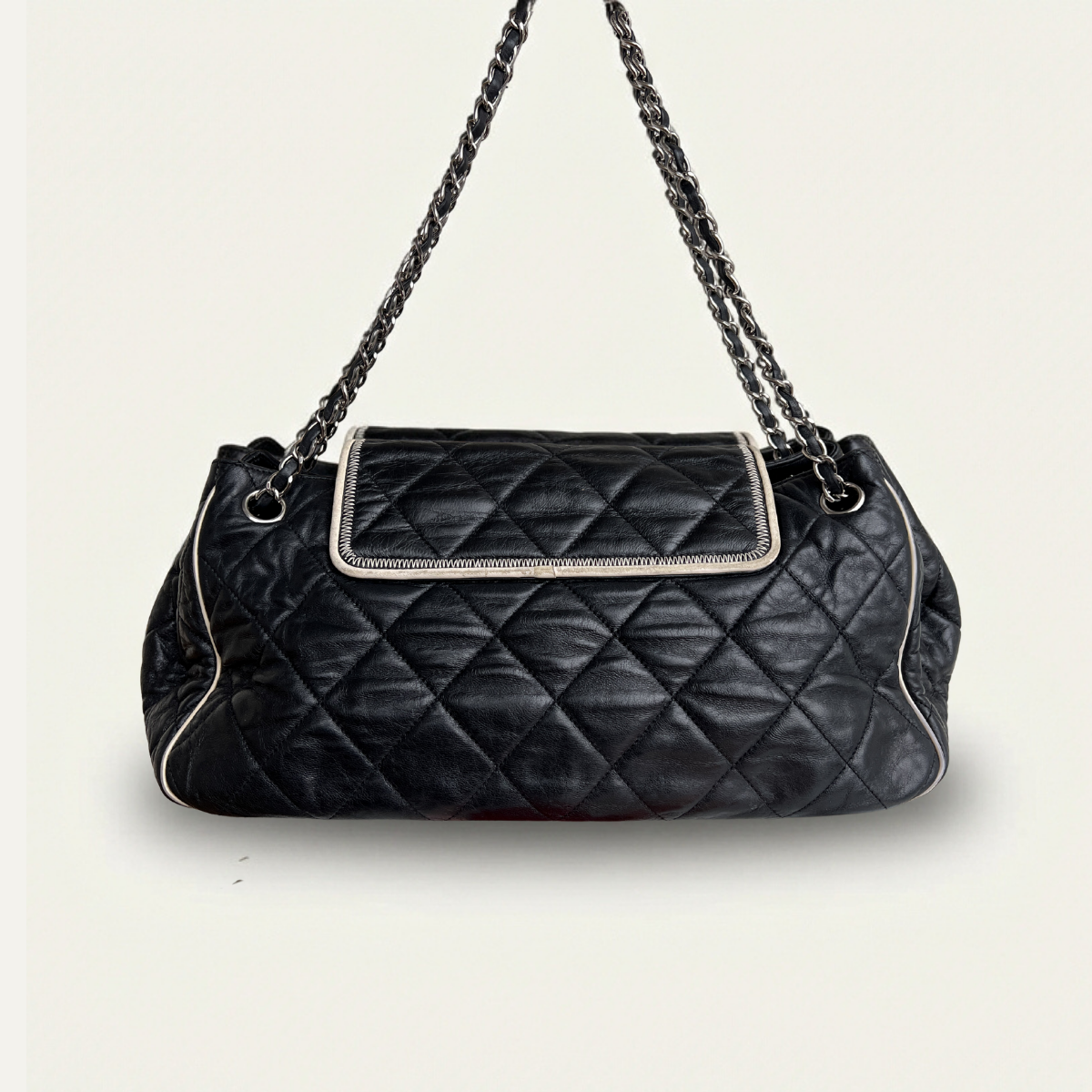 Chanel Mademoiselle East West Shoulder Black Leather Bag